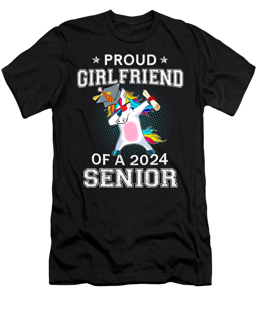 Proud Girlfriend of a 2024 Senior Graduate Unicorn Dabbing Thepassionshop T-Shirt