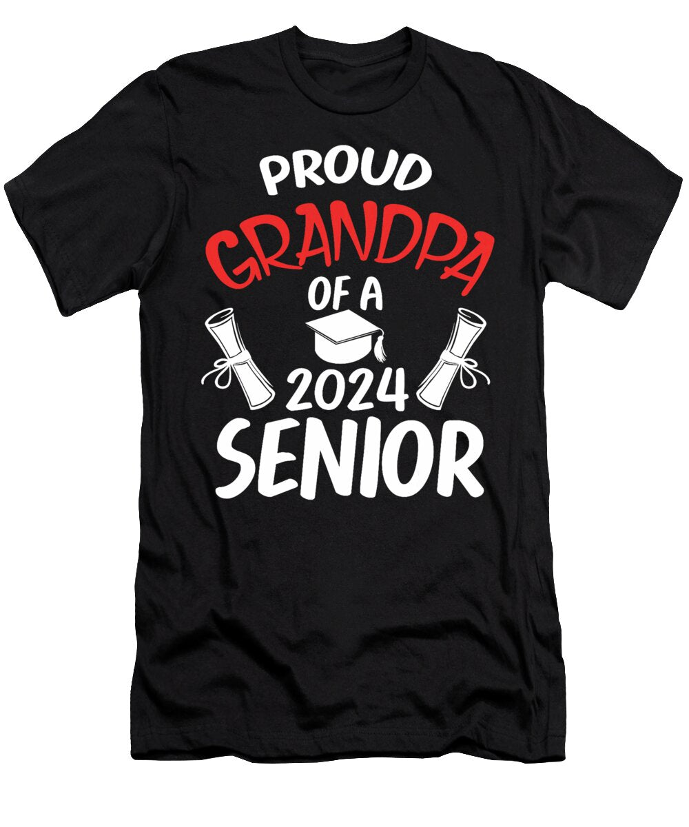 Proud Grandpa of 2024 Senior Graduation Day Family Matching Thepassionshop T-Shirt