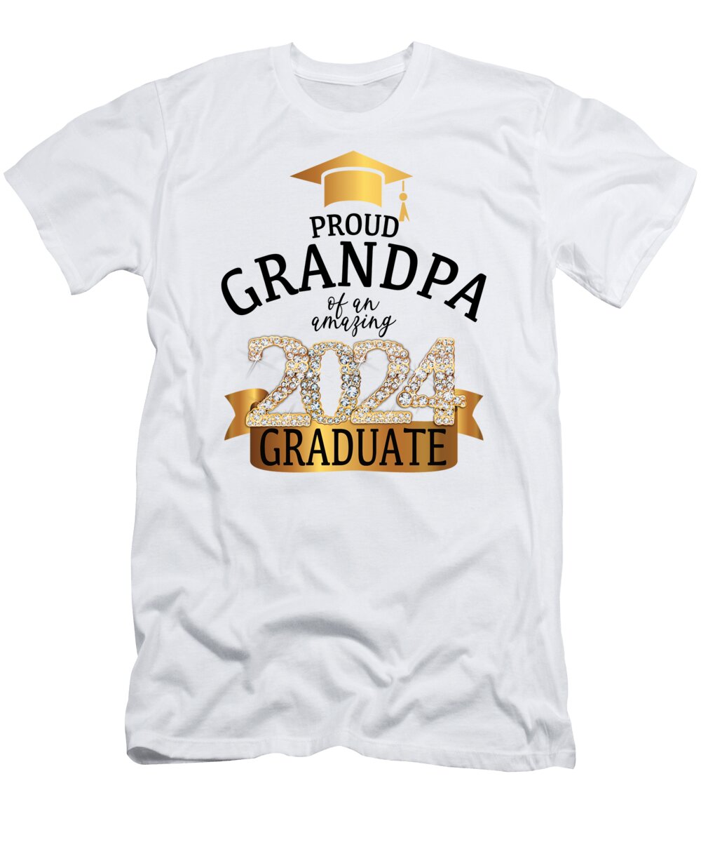 Proud Grandpa of a 2024 Graduate Yellow White Millennialdesign T-Shirt
