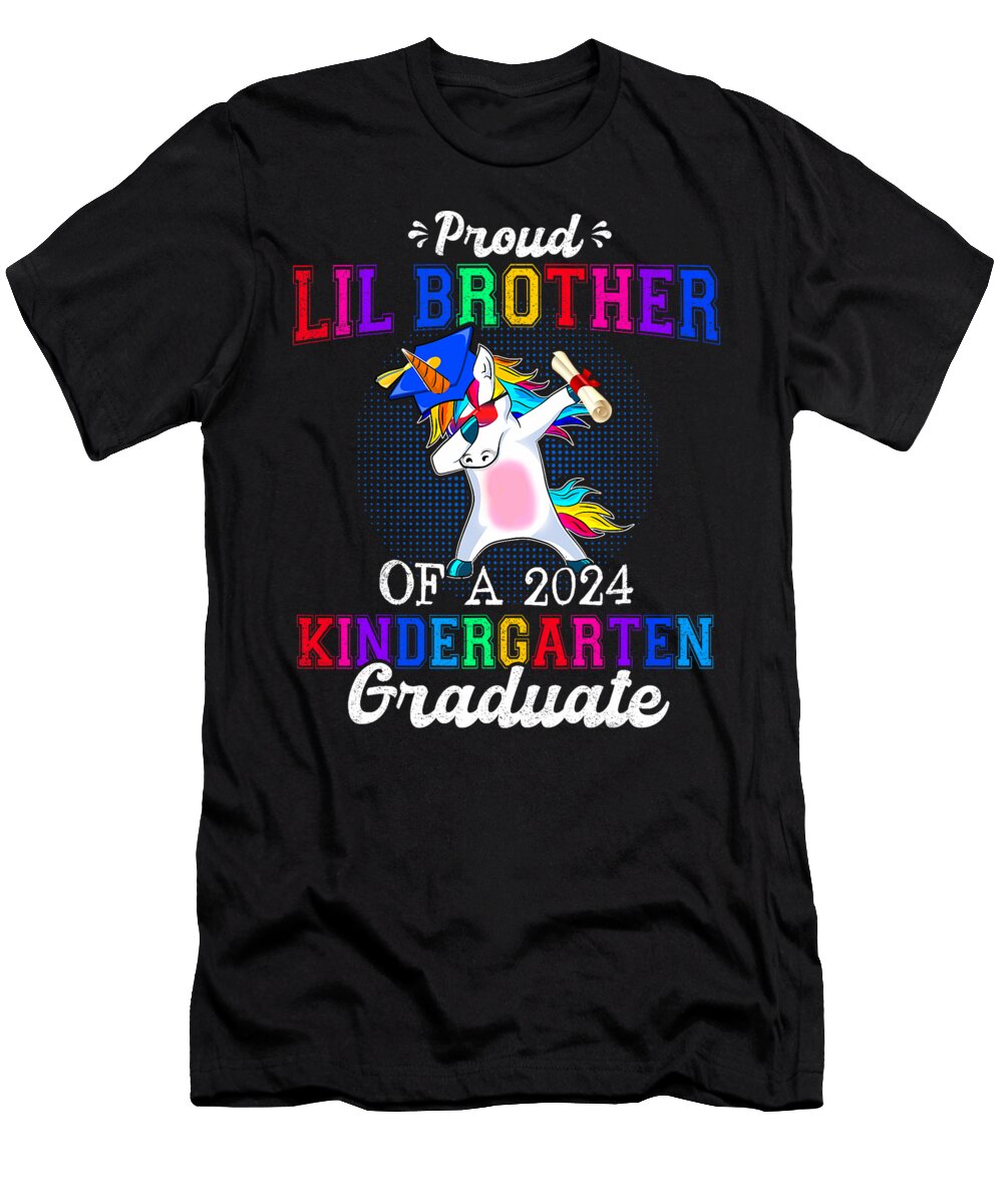 Proud Lil Brother of a 2024 Kindergarten Graduate Unicorn Thepassionshop T-Shirt