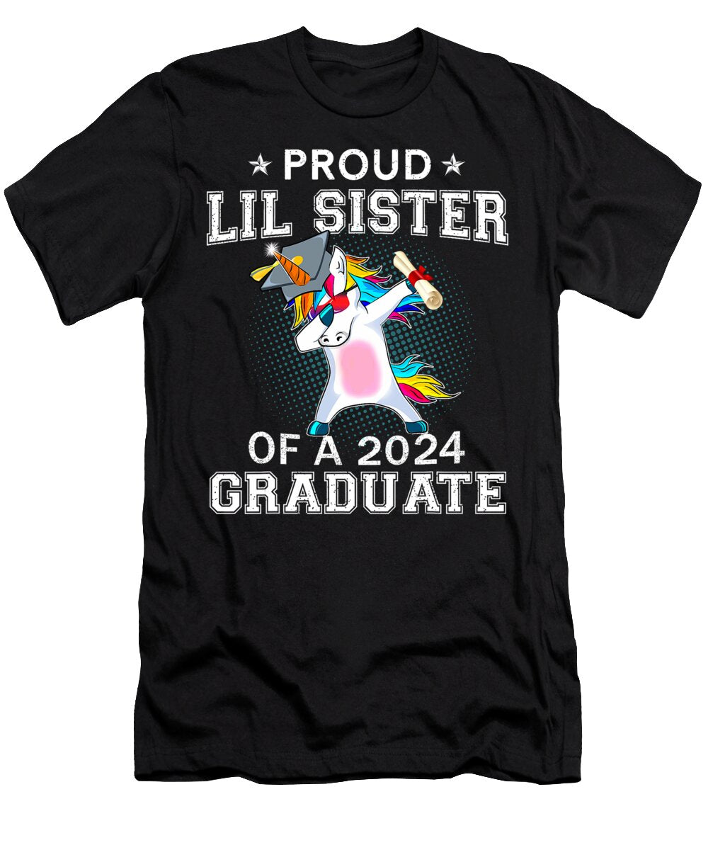 Proud Lil Sister of a 2024 Graduate Senior Unicorn Dabbing Thepassionshop T-Shirt
