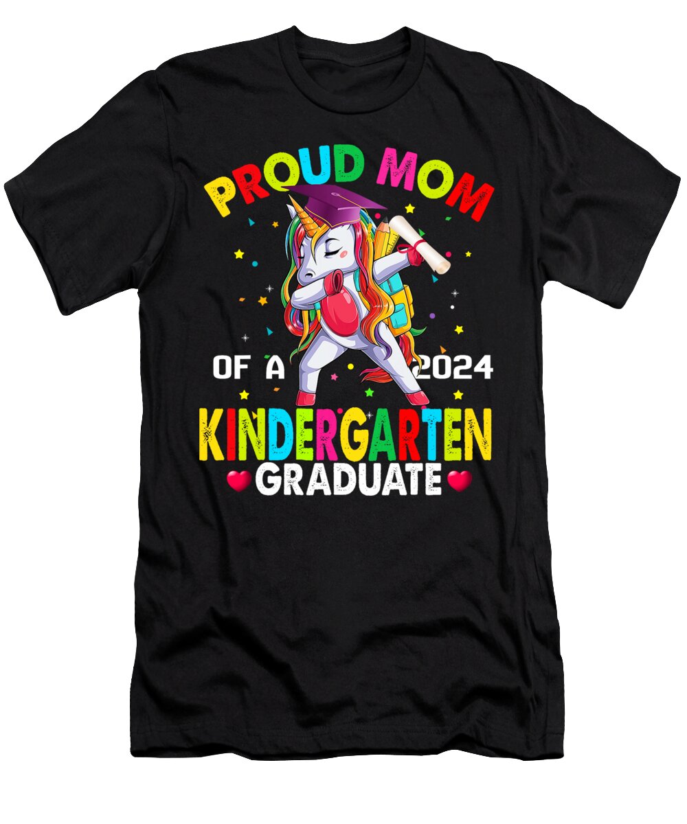 Proud Mom of a 2024 Kindergarten Graduate Dabbing Unicorn Thepassionshop T-Shirt