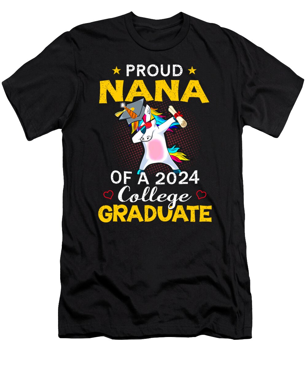 Proud Nana of a 2024 College Graduate Unicorn Dabbing Thepassionshop T-Shirt