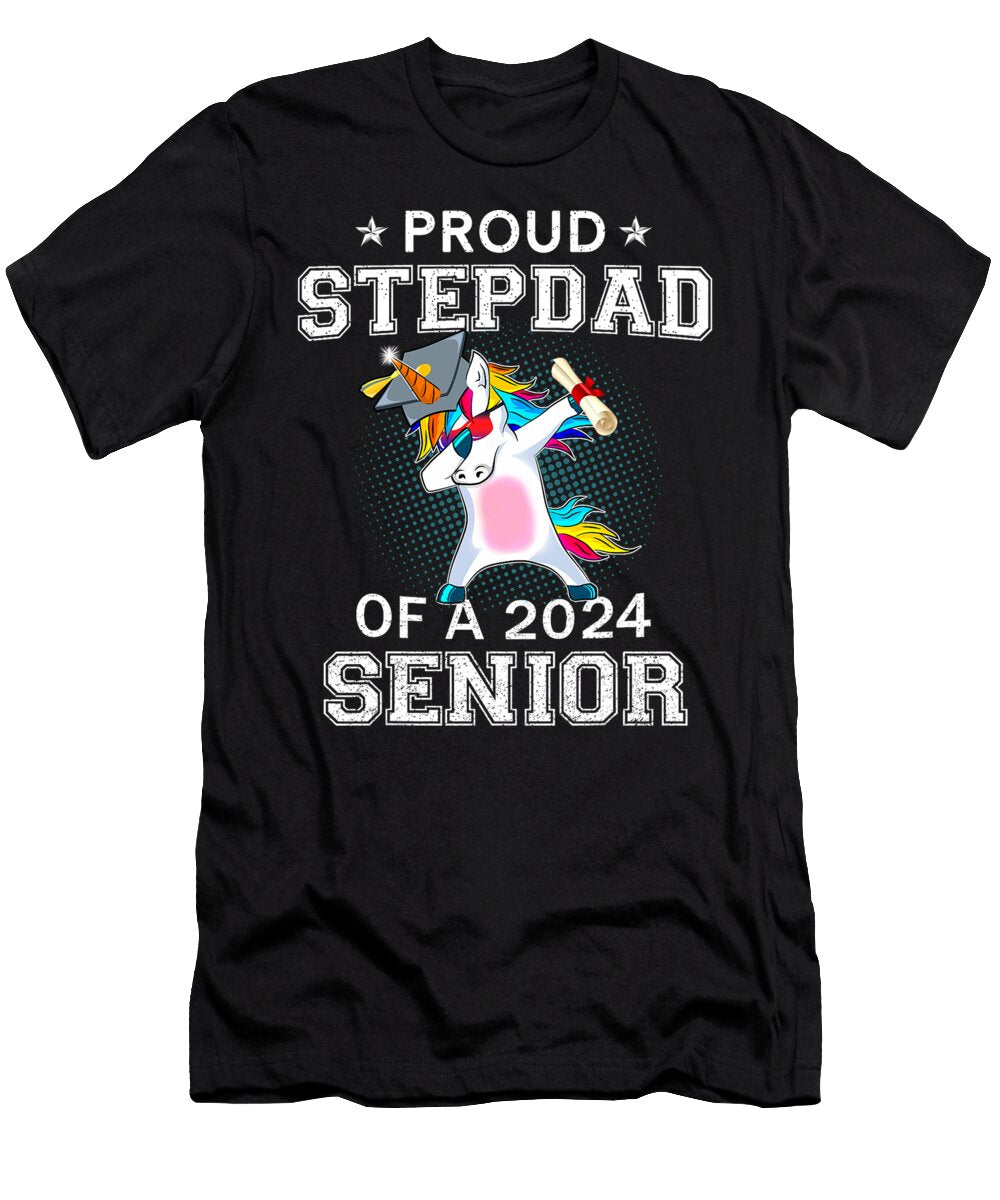 Proud Stepdad of a 2024 Senior Graduate Unicorn Dabbing Thepassionshop T-Shirt