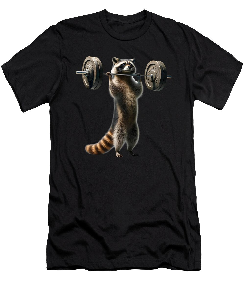 Raccoon Deadlift Weightlifting Funny Fitness Workout Gym Lover Job T-Shirt