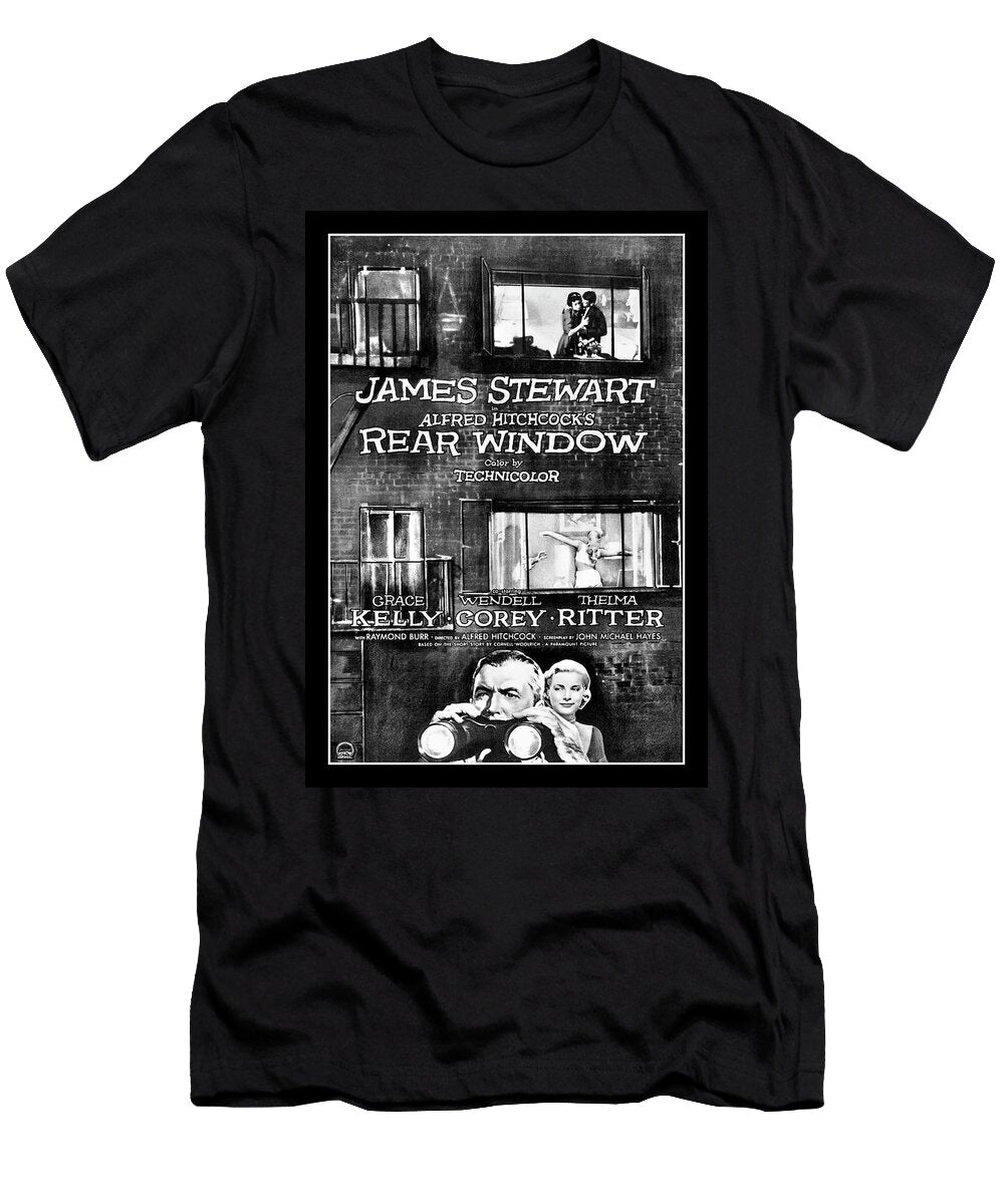 Rear Window Classic Retro Vintage Movie Advertising Poster 1954 Black and White Carol Japp T-Shirt