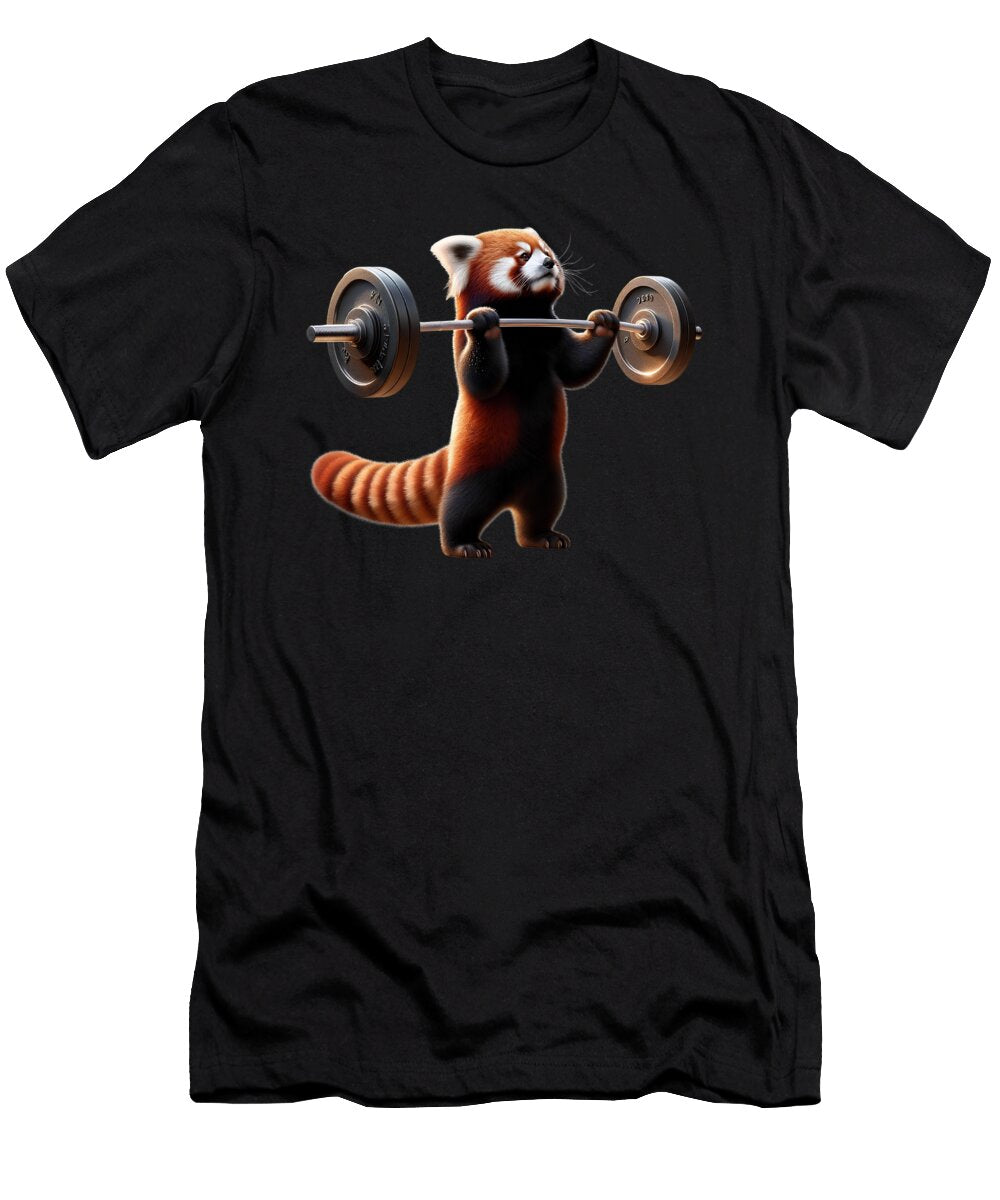 Red Panda Deadlift Weightlifting Funny Fitness Workout Gym Lover Job T-Shirt