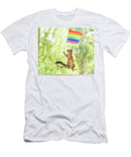 Red Squirrel Holding a Rainbow Flag on a Skateboard Geert Weggen T-Shirt