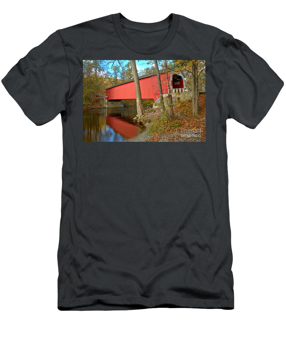 Reflections of the Eagleville Covered Bridge Adam Jewell T-Shirt