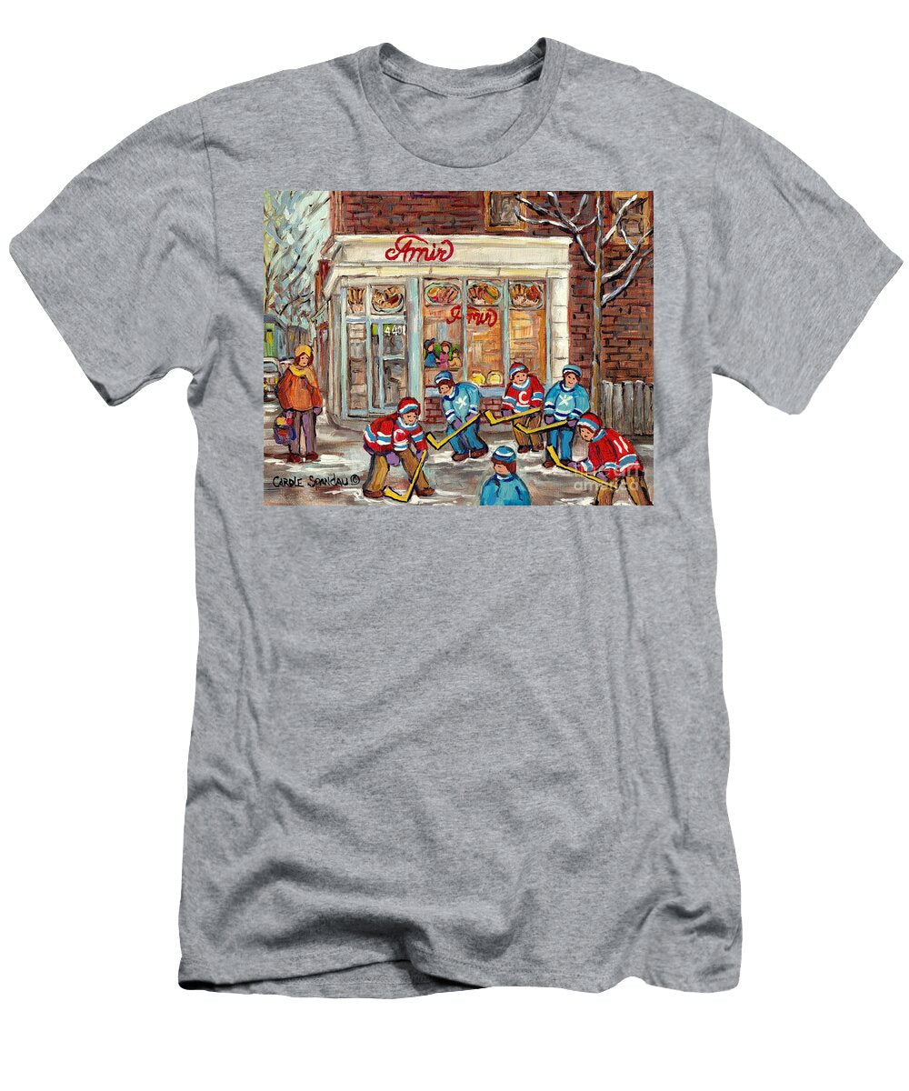 Restaurant Amir Verdun Montreal Winter Scene Painting Canadian City Scene C Spandau Hockey Artist Carole Spandau T-Shirt