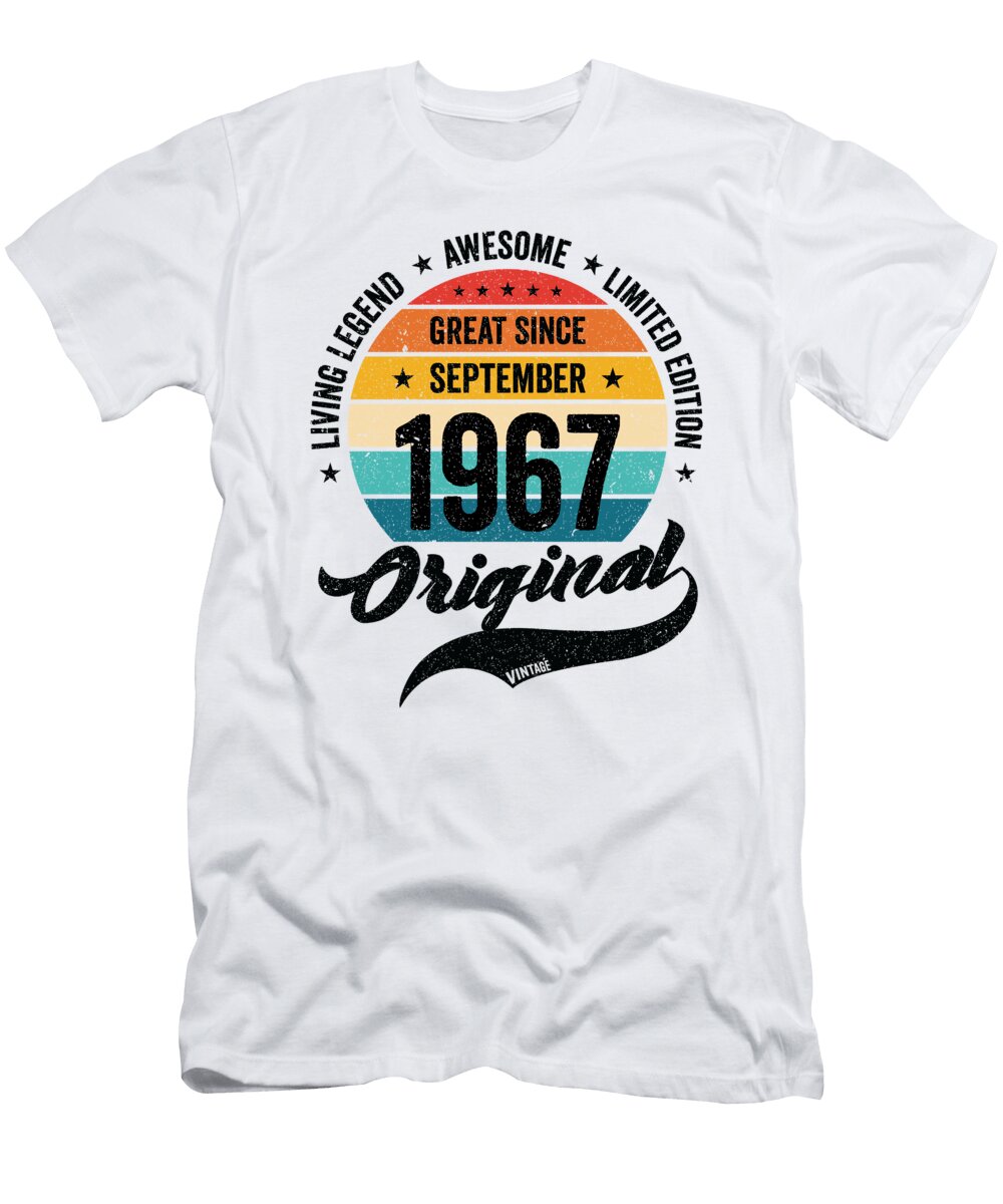 Retro 55 Years September 1967 Birthday Vintage Bday Classic Toms Store T-Shirt