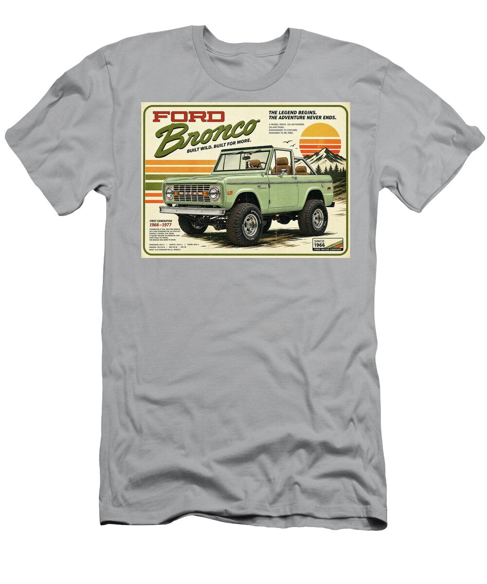 Retro Ford Bronco Ad Car Poster Treasure Auto Retro Wall Art Sampadart Gallery T-Shirt
