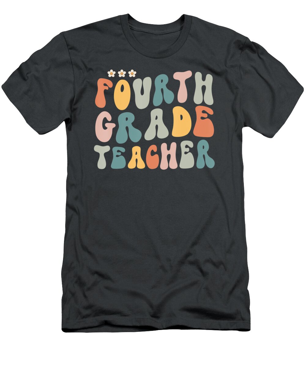 Retro Groovy Fourth Grade Teacher First Day Back to School Nhuong Chieu Vo T-Shirt