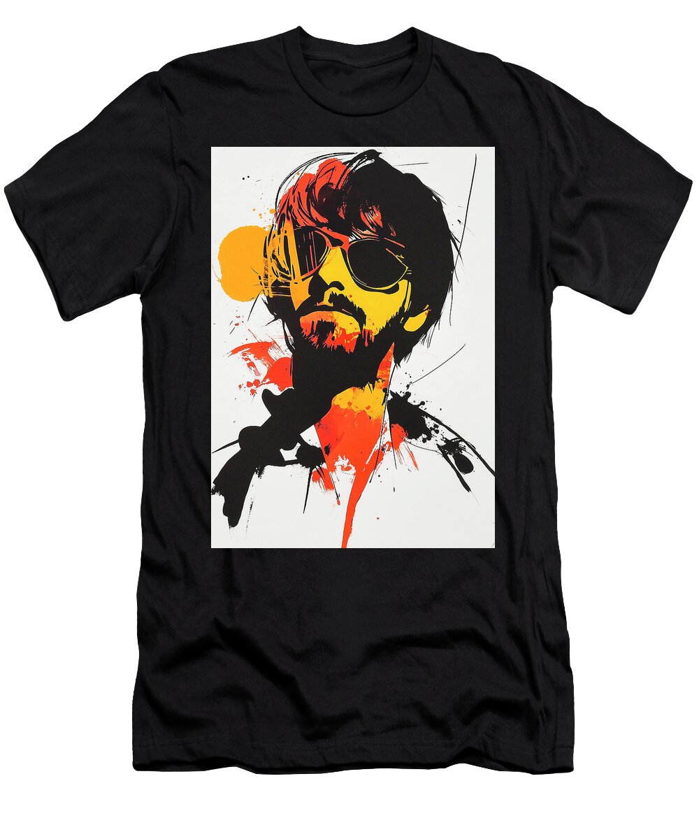 Ringo Starr Musican Abstract Portrait Jennifer Moore T-Shirt