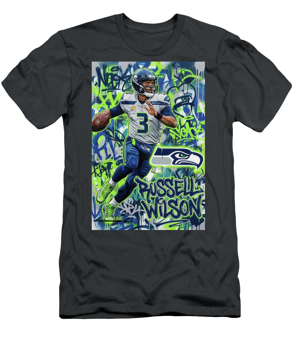 Russell Wilson Football Graffiti Graffiti Poster Football Player NFL Sampadart Gallery T-Shirt