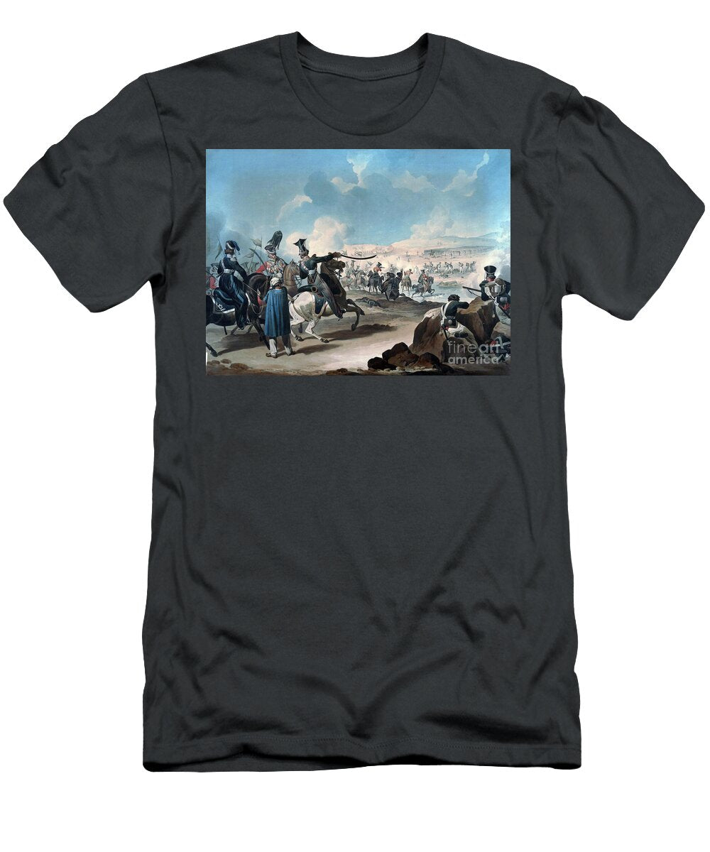 Russian Cavalry Attacking French Infantry At Borodino Battle of Moskova Circa 1813 Watercolor Denis Dighton T-Shirt