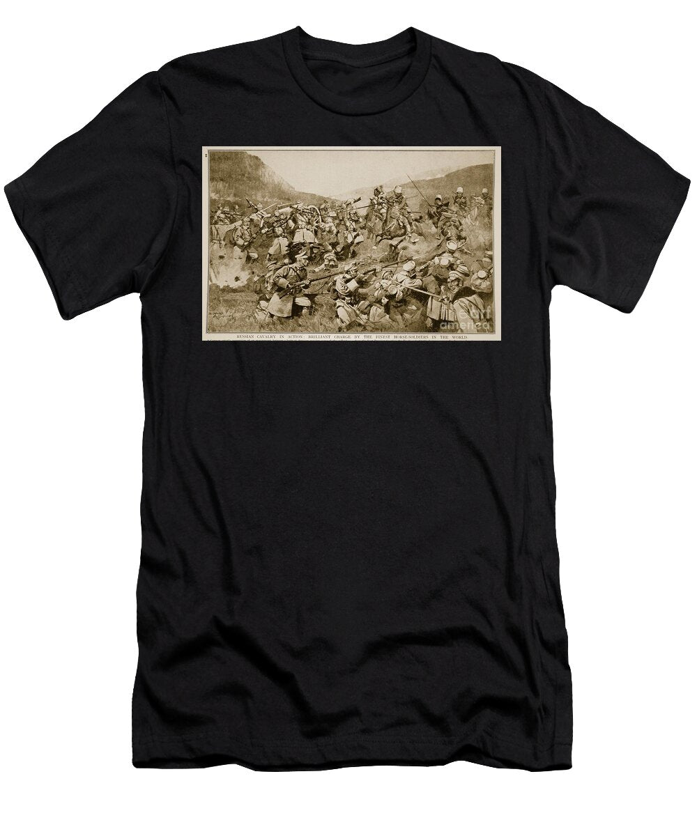 Russian Cavalry in Action Brilliant Charge By the Finest Horse Soldiers in the World 1914 Richard Affman T-Shirt