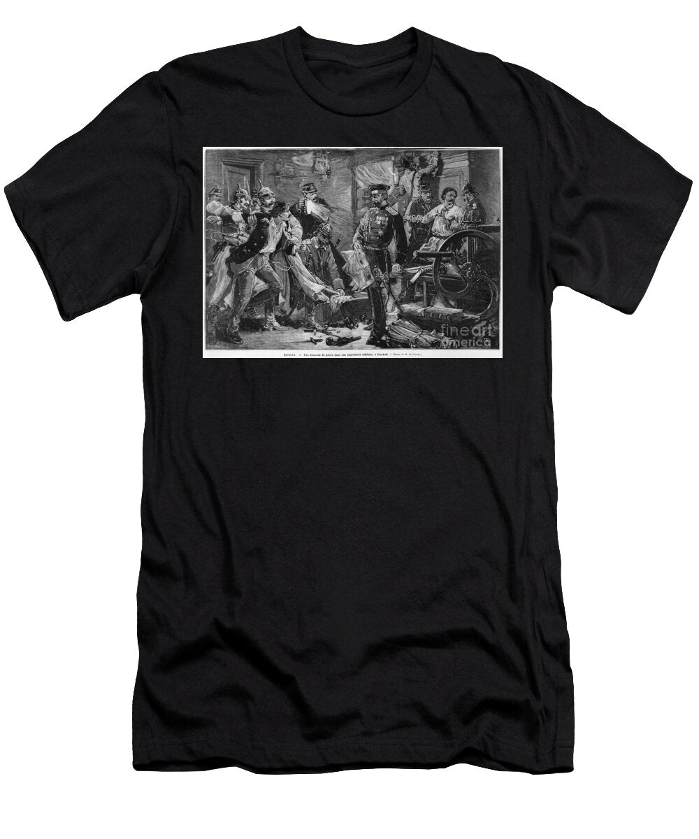 Russian Police Discovering a Nihilist Printing House At Charkoff From Le Monde Illustre February 1881 Auguste Lepere T-Shirt