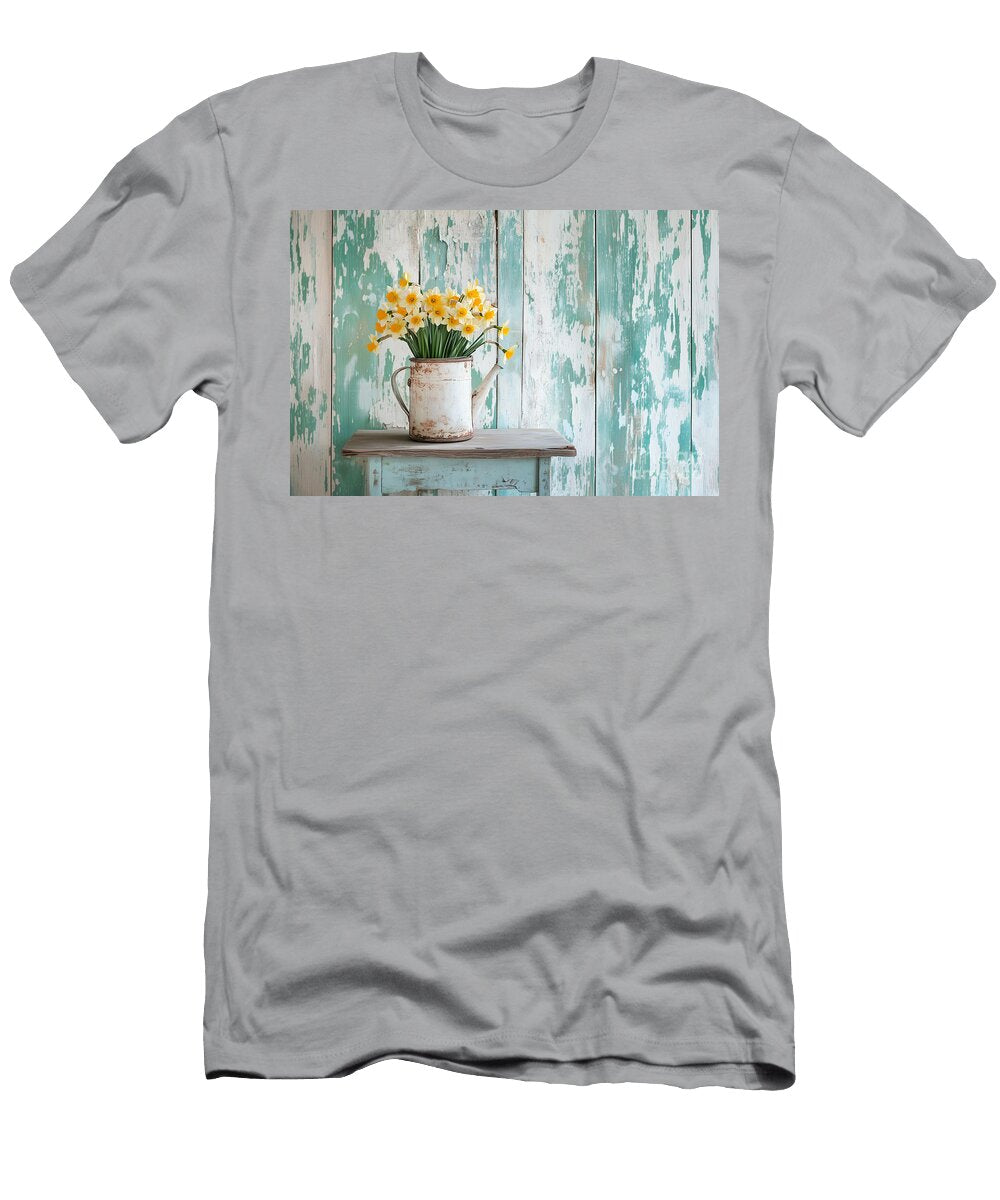 Rustic Spring Decor with Daffodils Delphimages Photo Creations T-Shirt