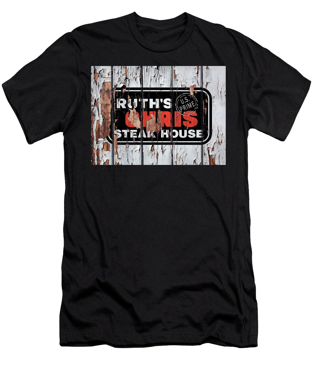 Ruths Chris Steak House Vintage Logo on Peeling Paint Wood Wall Design Turnpike T-Shirt