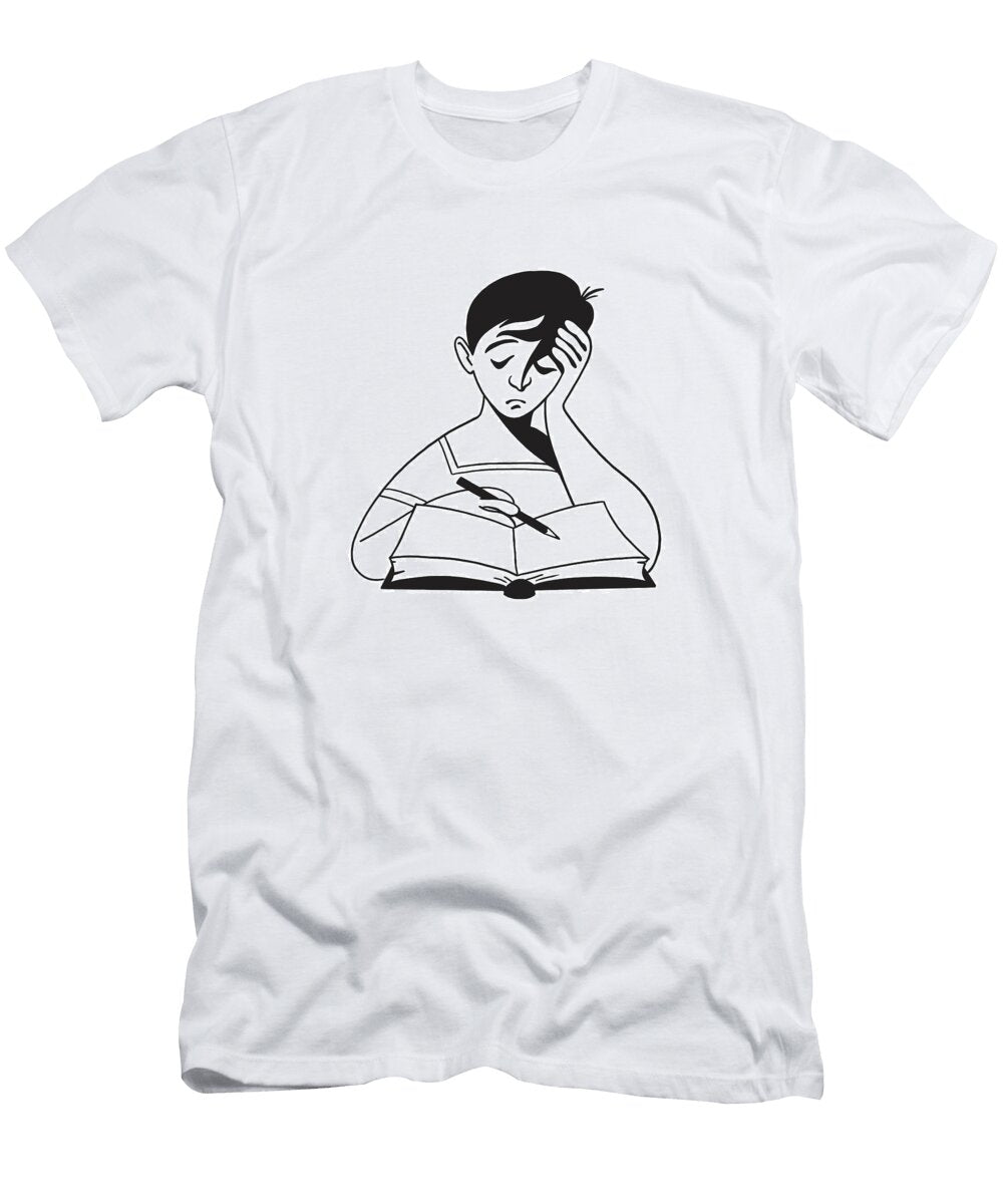 Sad Boy Doing Homework Csa Images T-Shirt