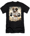 Saint Bernard Dog Muscle Training Weightlifting Natalie Lidford T-Shirt