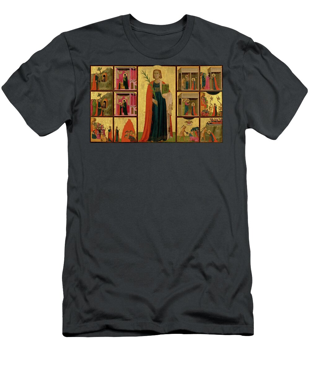 Saint Catherine of Alexandria and Twelve Scenes From Her Life Donato Darezzo and Gregorio Darezzo T-Shirt