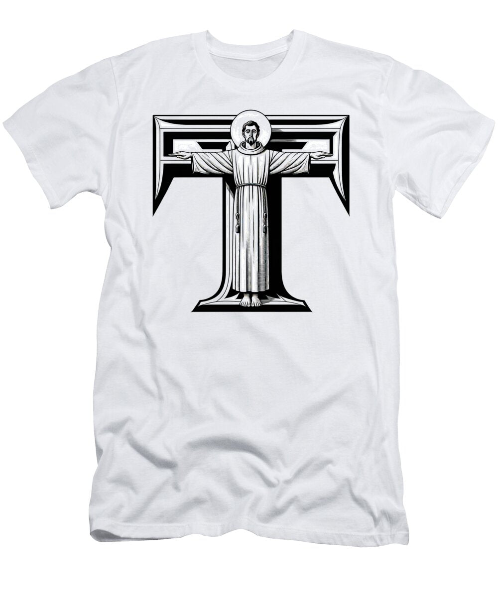 Saint Francis of Assisi As a Franciscan Tau Expressionist Effect 1 Rose Santuci Sofranko T-Shirt