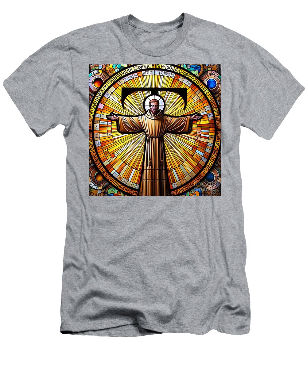 Saint Francis of Assisi As a Franciscan Tau Expressionist Effect 3 Rose Santuci Sofranko T-Shirt