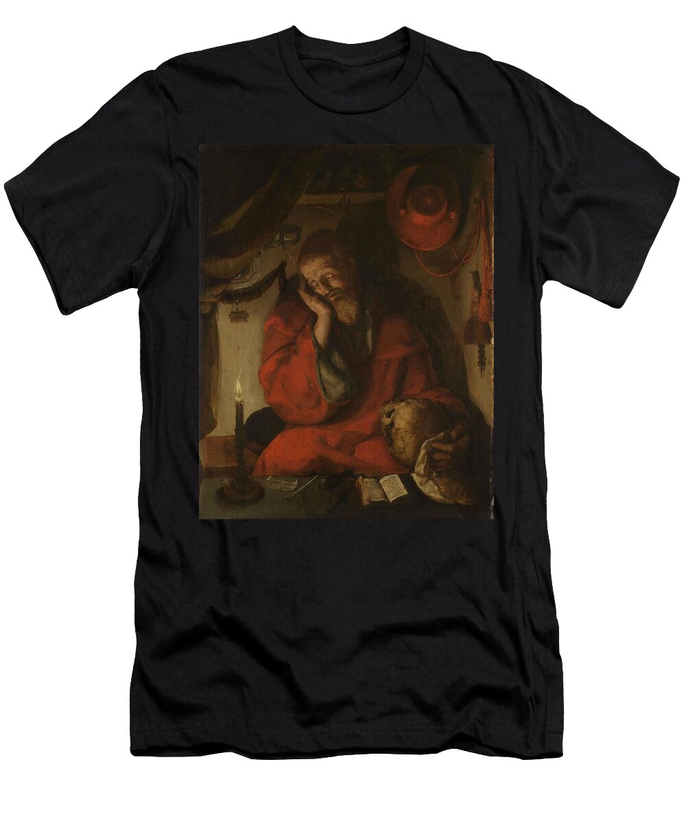 Saint Jerome in His Study By Candlelight Aertgen Claesz Van Leyden Attributed to Jan Cornelisz Vermeyen Rejected Attribution T-Shirt