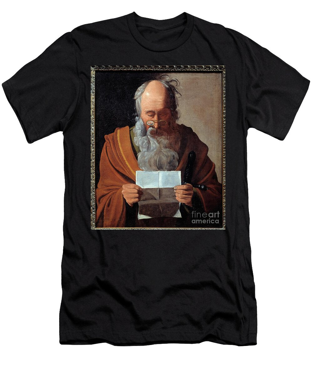 Saint Paul Portrait of the Apostle Reading a Letter Painting By Georges De LA Tour Georges De LA Tour T-Shirt