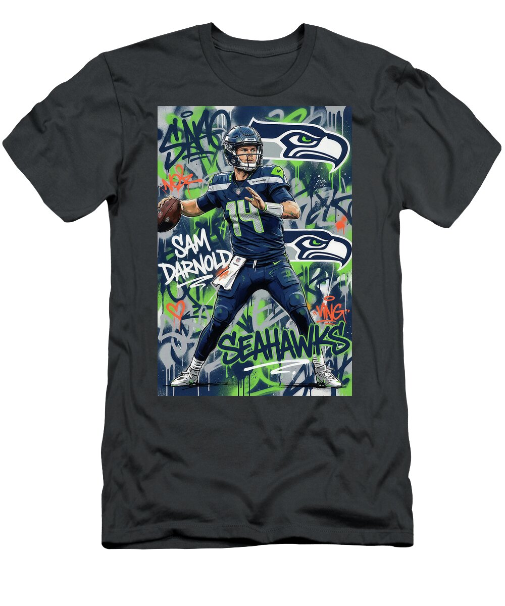 Sam Darnold Seattle Seahawks Graffiti Graffiti Poster Football Player NFL Sampadart Gallery T-Shirt