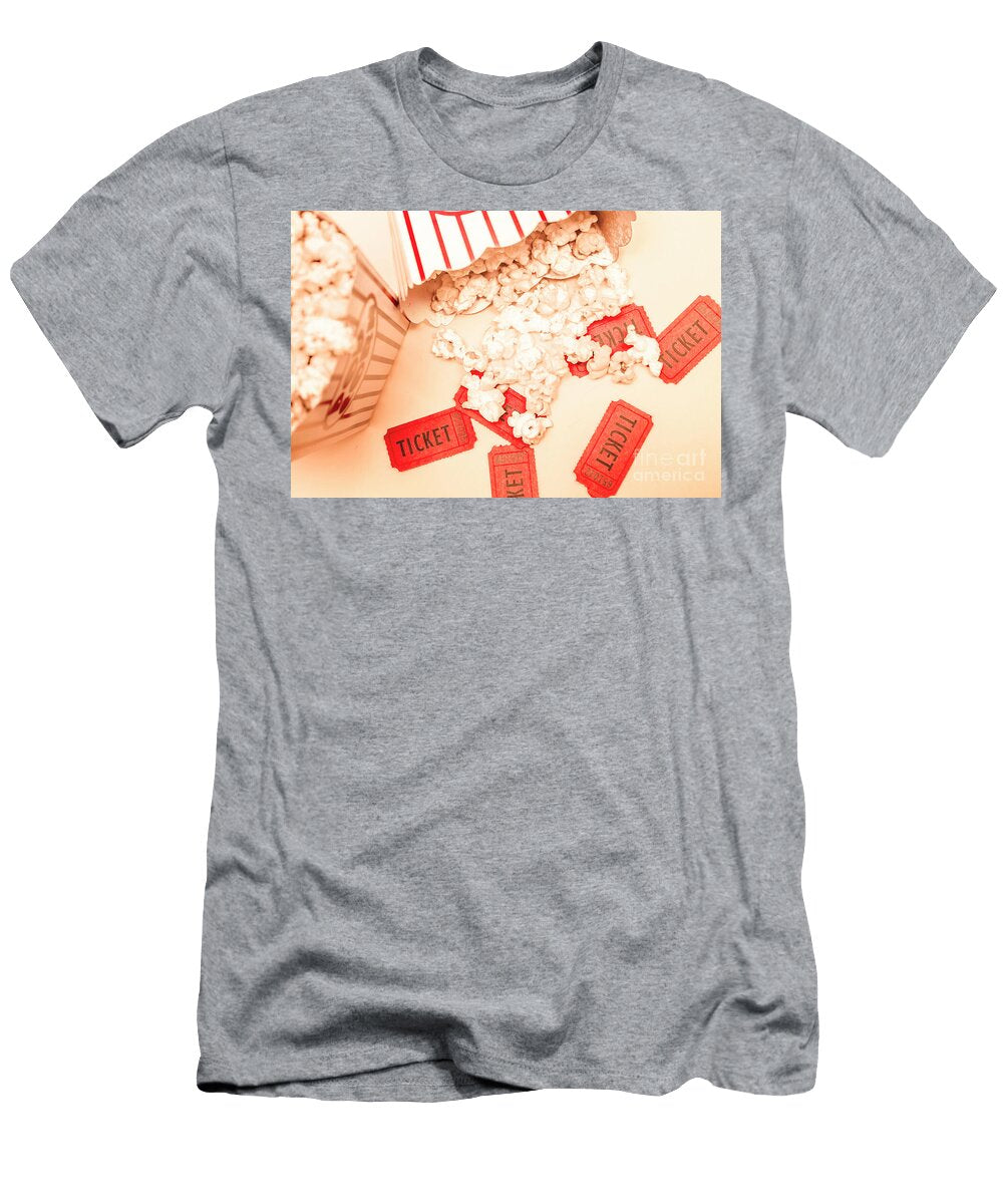 Scattered Box of Popcorn Over Tickets Jorgo Photography Wall Art Gallery T-Shirt