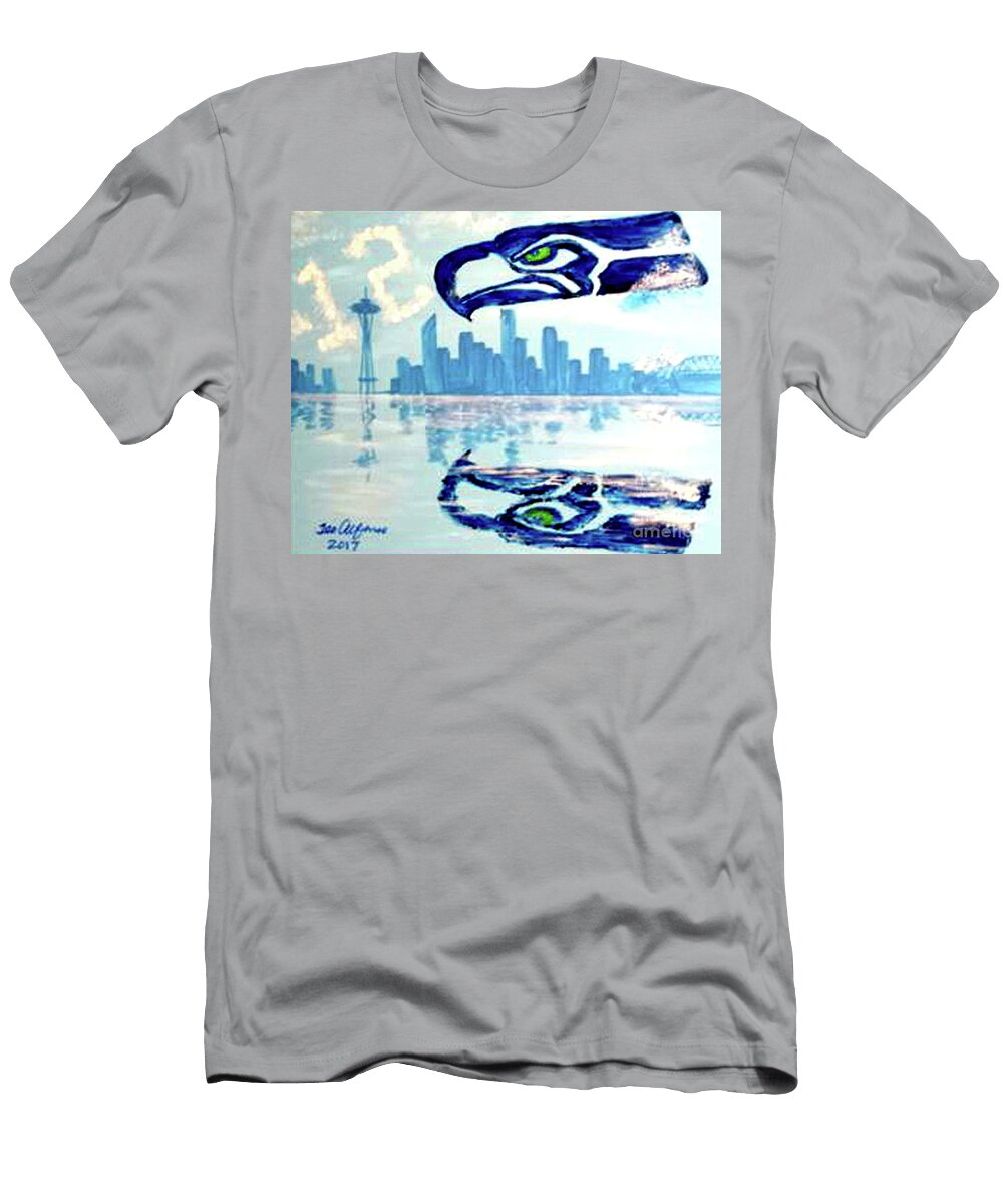 Scenic Seattle Seahawks Skyline Reflection Art Teo Alfonso T-Shirt