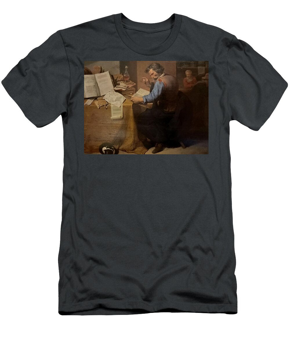 Scholar At a Cluttered Old Masters School Oil Painting Desk Old Masters School T-Shirt