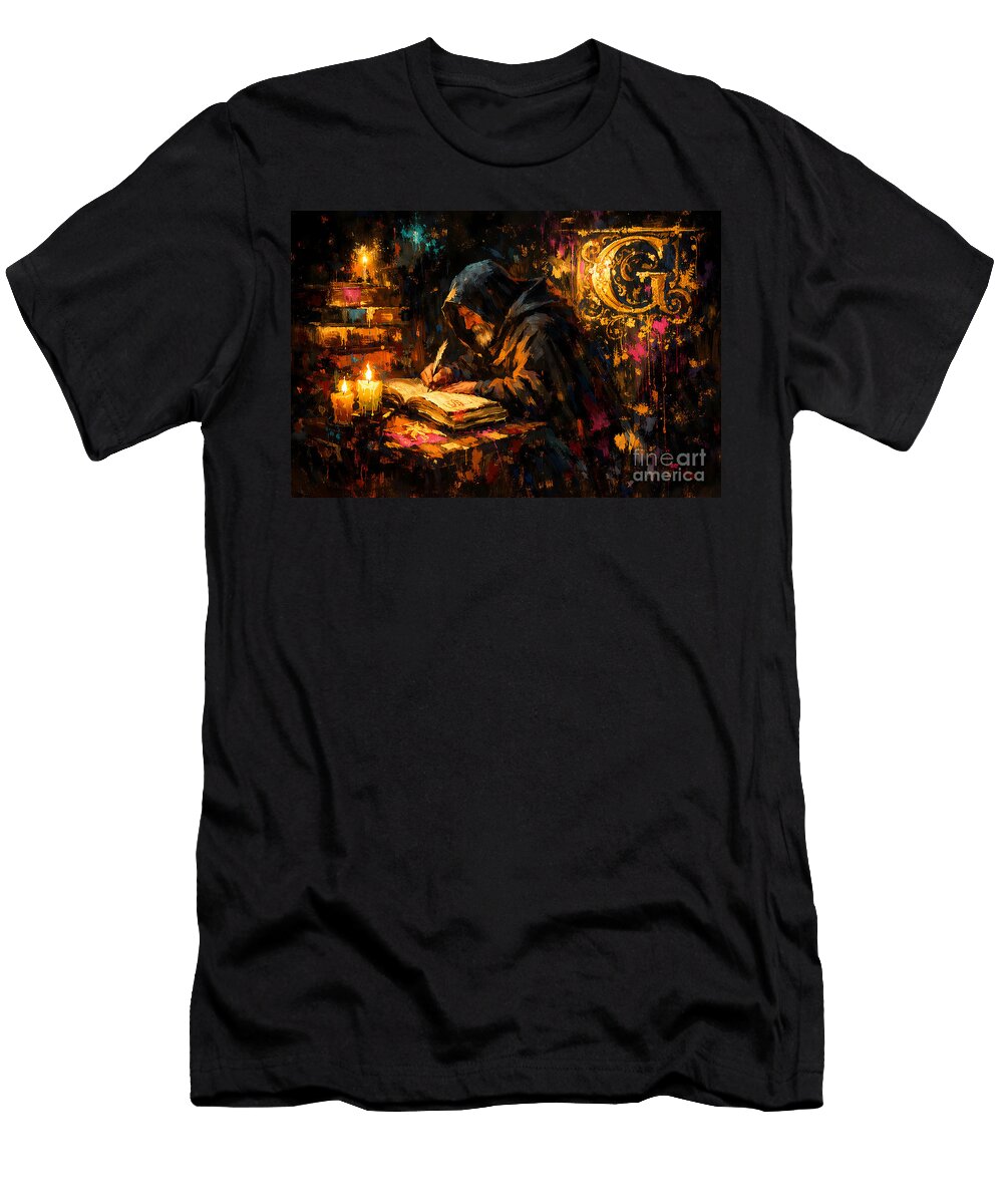 Scholar Writing By Candlelight Johann Solovev T-Shirt