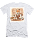 Scholarly Fox Writing Letters in Cozy Library Study Creator Designs T-Shirt