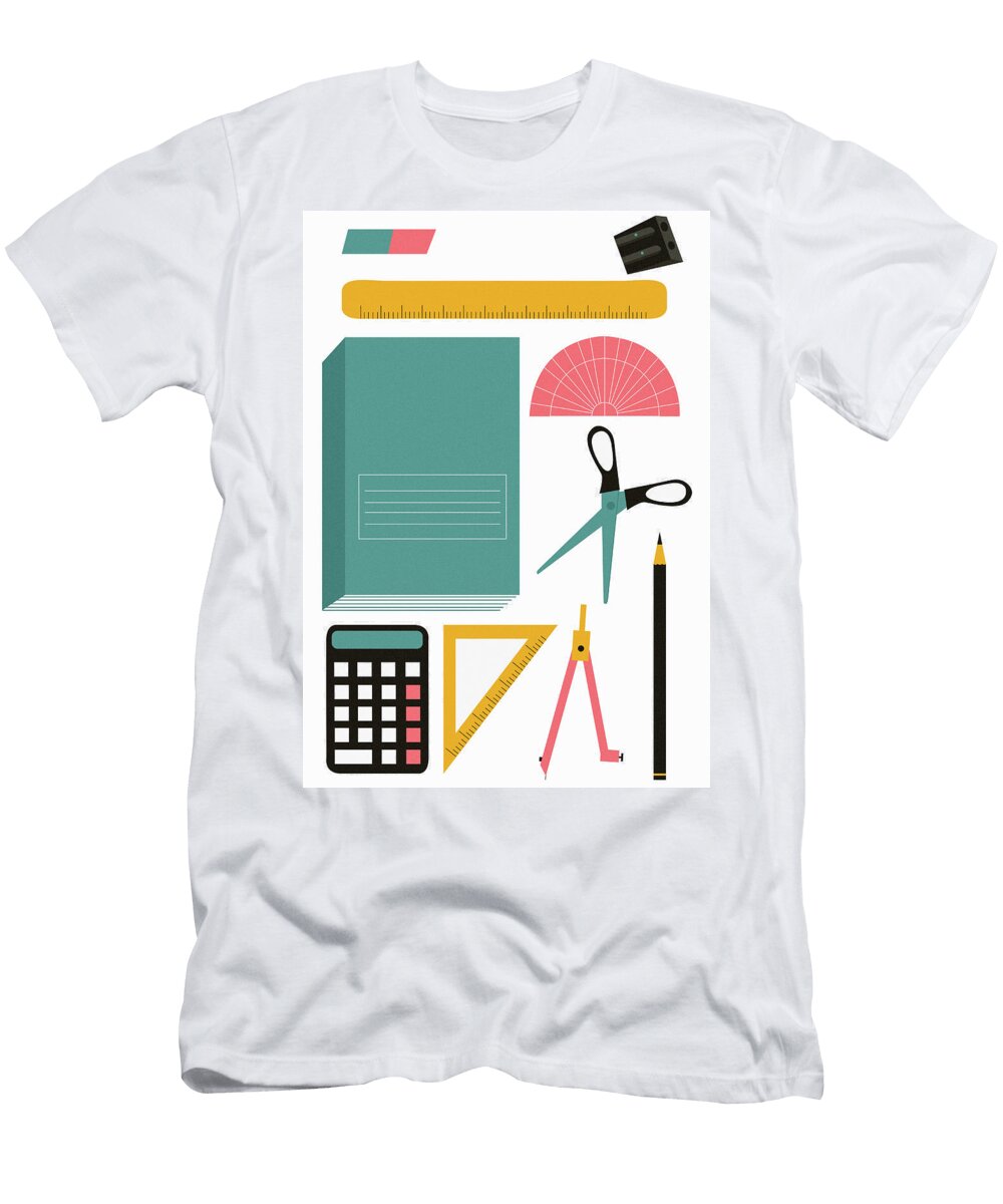 School Stationery Equipment Set Ikon Ikon Images T-Shirt