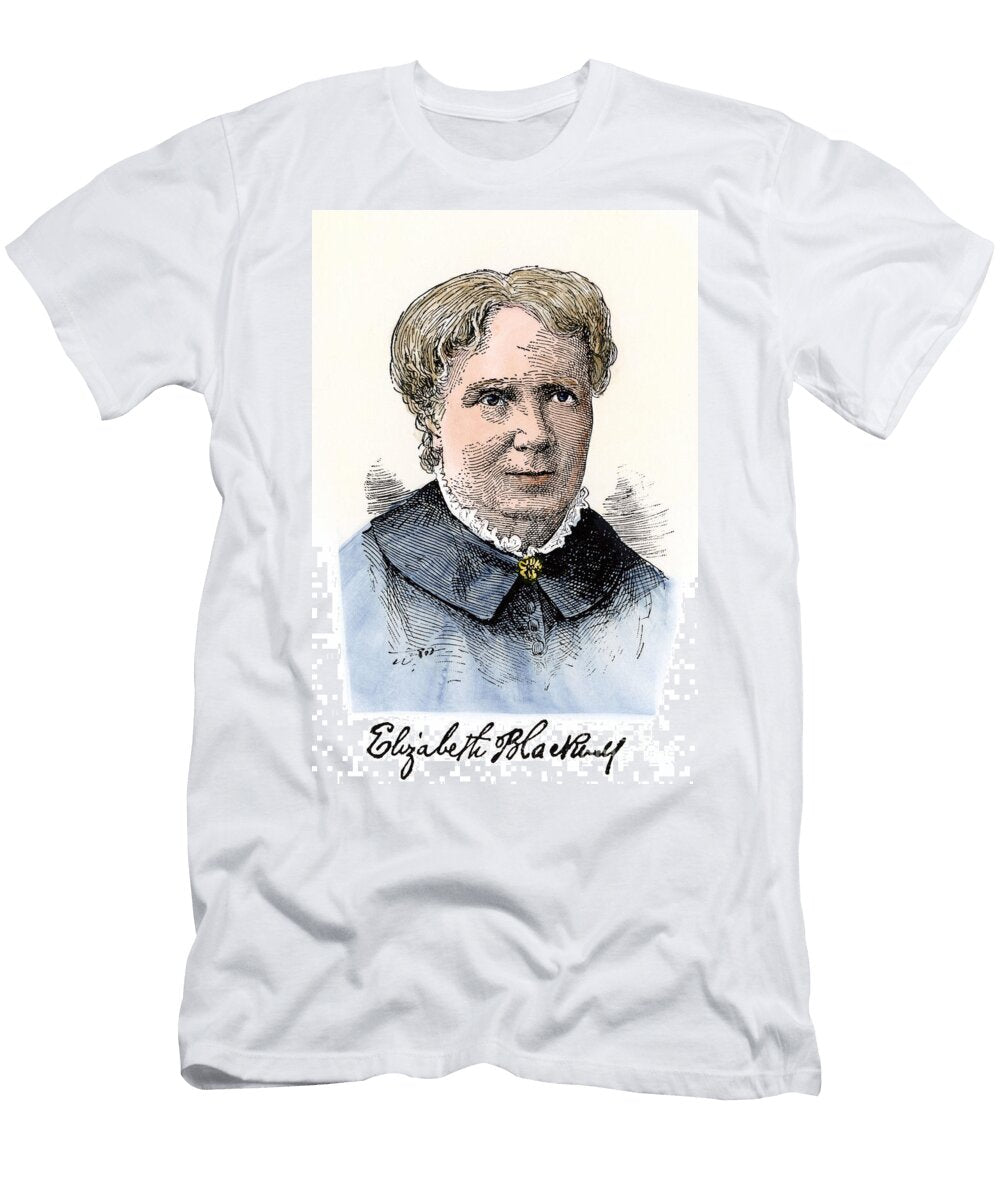Sciences and Scholars Elizabeth Blackwell 1821 1910 Woman Doctor Author and Feminist Anglo American 19th Century Colour Engraving American School T-Shirt