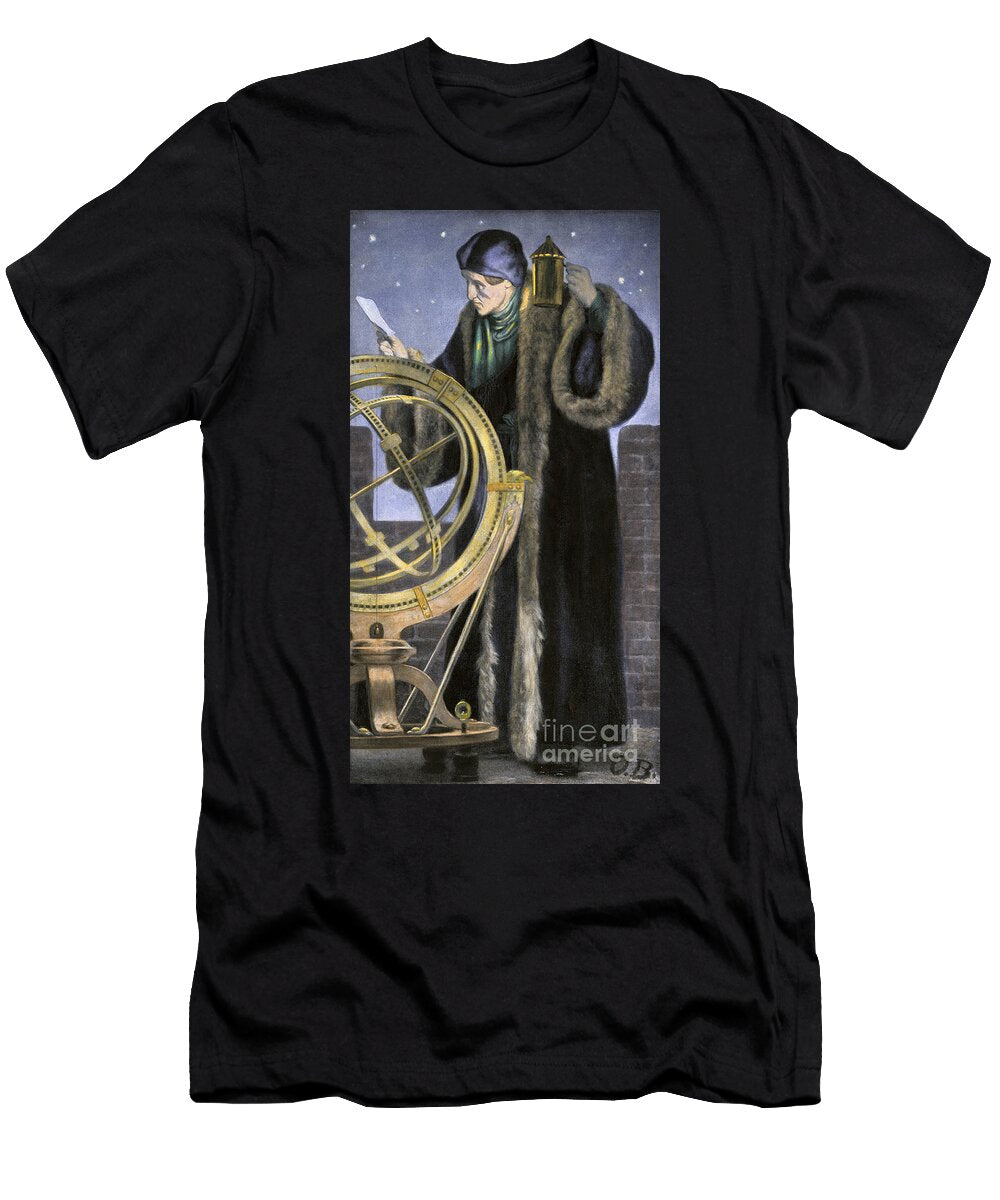 Sciences and Scholars Portrait of Nicolas Copernicus Nicolaus Copernicus 1473 1543 Polish Astronomer Studying the Night Sky Colour Engraving of the 19th Century American School T-Shirt