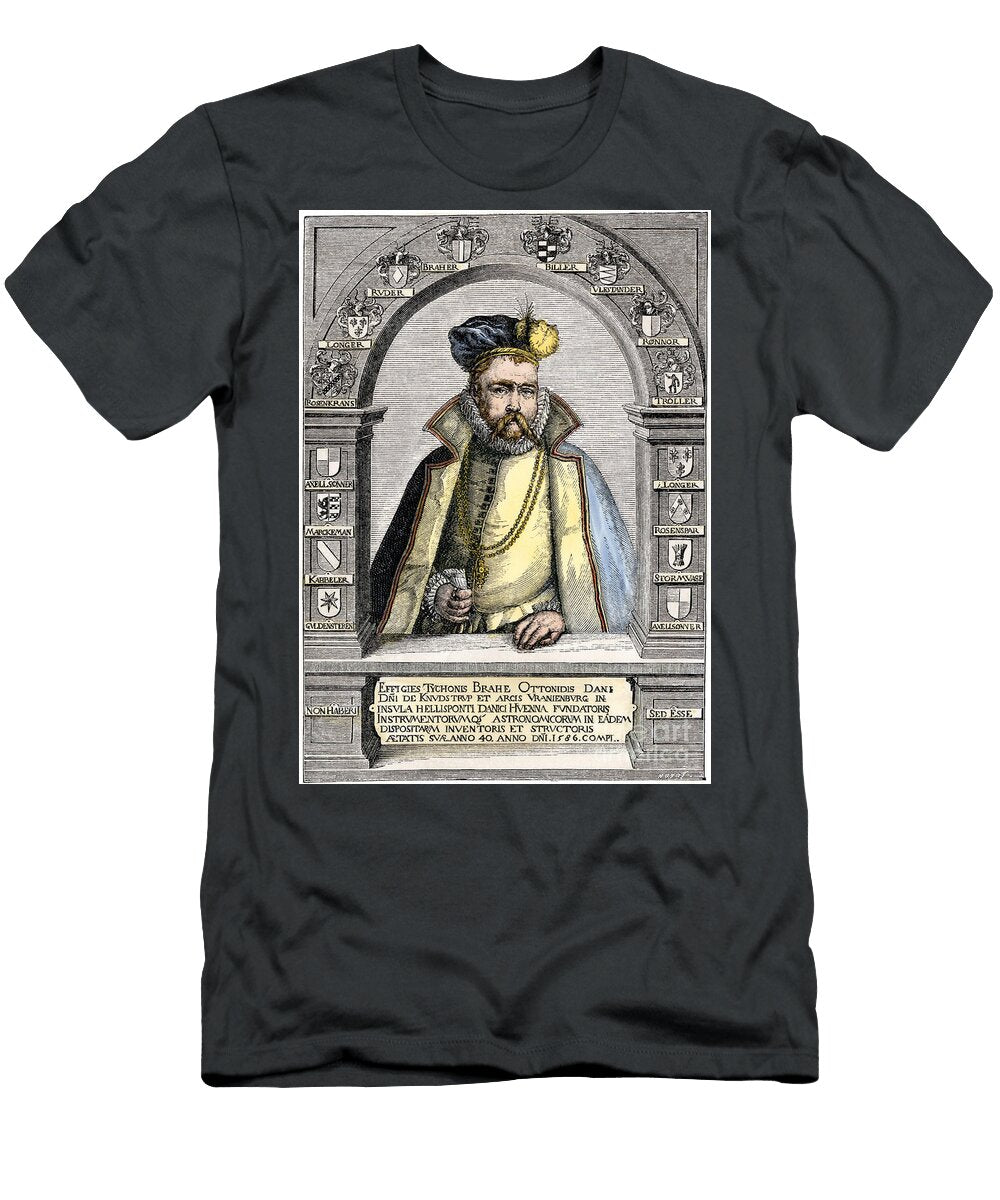 Sciences and Scholars Portrait of Tycho Brahe Tyge Ottesen Brahe Known As Le Noble Danish or Lhomme Au Nez Dor 1546 1601 Danish Astronomer 1586 Colour Engraving of the 19th Century American School T-Shirt