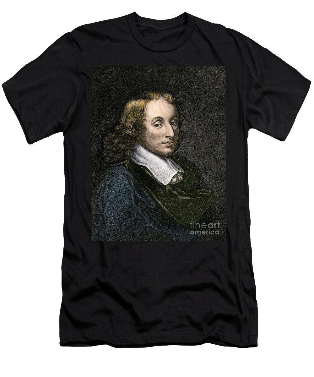 Sciences and Scientists Presume Portrait of Blaise Pascal 1623 1662 Scholar and Writer 19th Century Colour Engraving American School T-Shirt