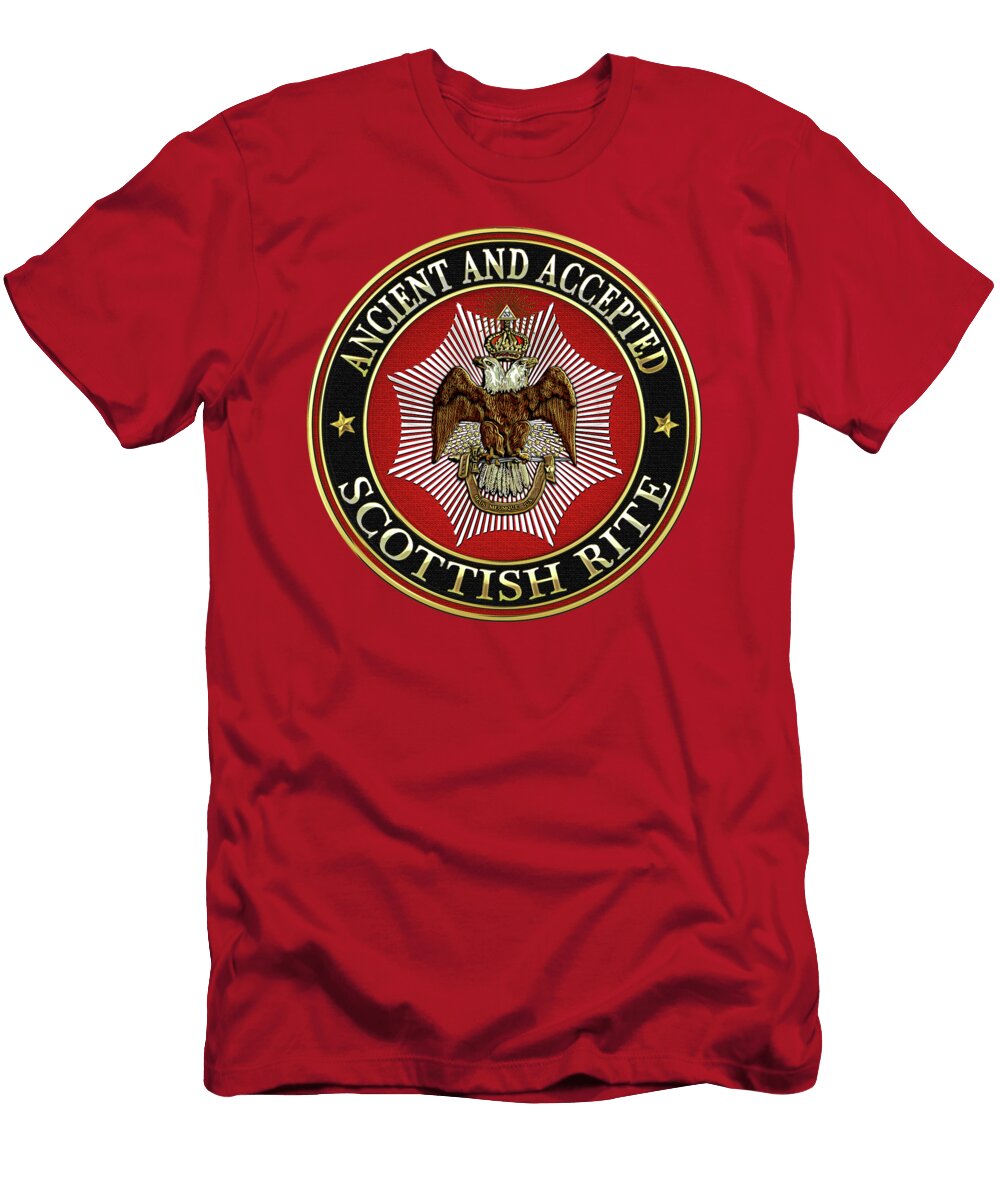 Scottish Rite Double Headed Eagle on Red Leather Serge Averbukh T-Shirt