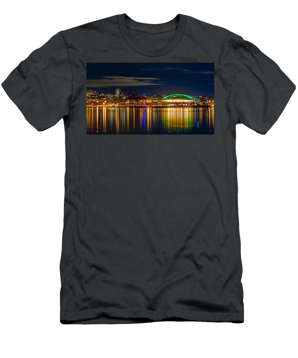 Seahawks Stadium At Night Richard Konkler T-Shirt