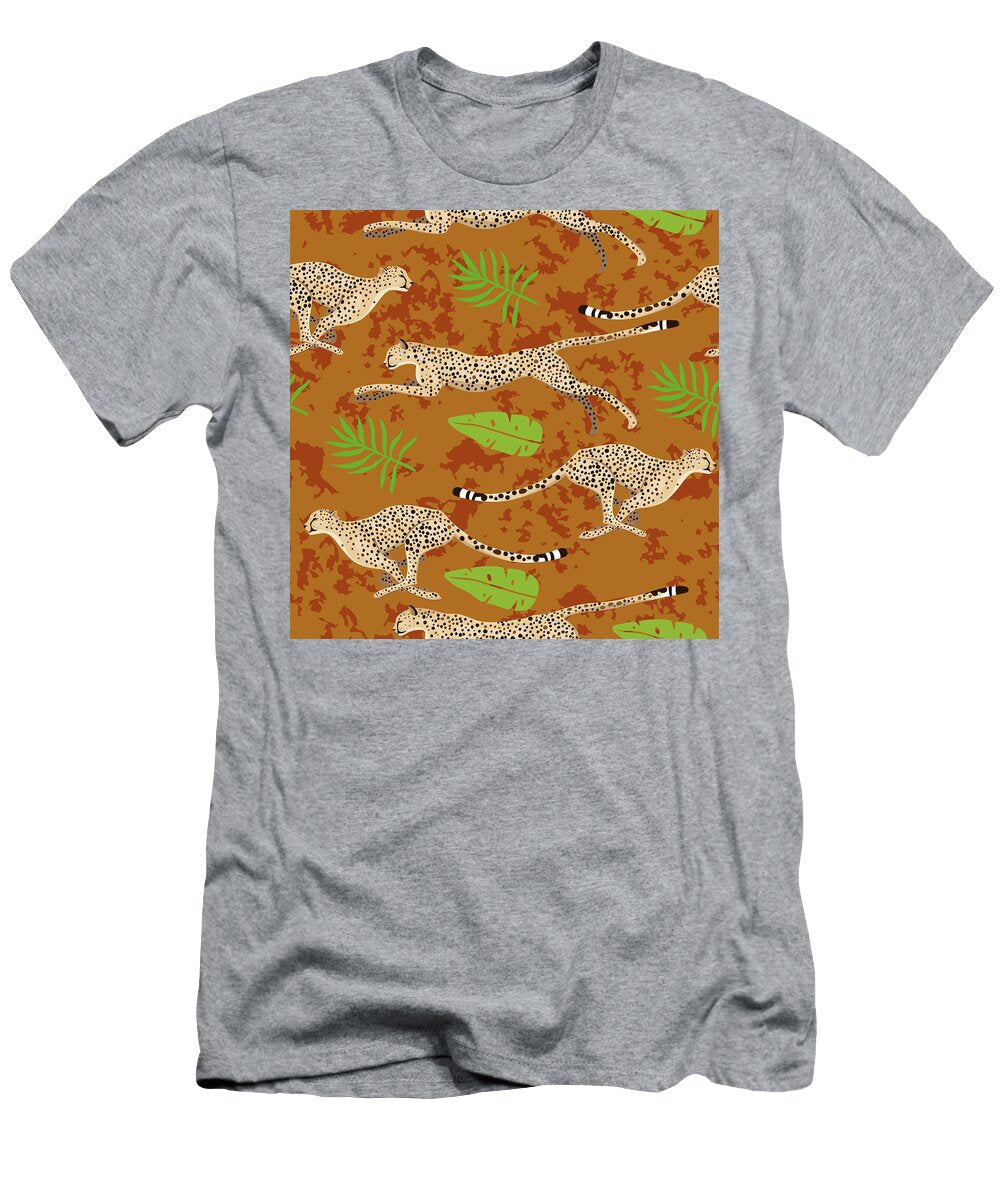 Seamless Pattern with Cheetahs and Leaves Liem Duy T-Shirt