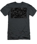 Seamless Rough Textured Military Hunting or Paintball Camouflage Pattern in a Dark Black and Grey Night Palette Tileable Abstract Contemporary Classic Camo Fashion Textile Surface Design Texture N Akkash T-Shirt