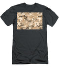 Seamless Rough Textured Military Hunting Paintball Camouflage Pattern in a Light Brown and Khaki Beige Palette Tileable Abstract Contemporary Classic Camo Fashion Textile Surface Design Texture N Akkash T-Shirt