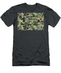 Seamless Rough Textured Military Hunting Paintball Camouflage Pattern in a Light Forest Sage Green Khaki Palette Tileable Abstract Contemporary Classic Camo Fashion Textile Surface Design Texture N Akkash T-Shirt