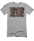 Seamless Soft Fluffy Leopard Print or Cheetah Spots African Safari Wildlife Camouflage Pattern Realistic Black and White Long Pile Animal Skin Rug or Fur Coat Fashion Background Texture 3d Rendering N Akkash T-Shirt