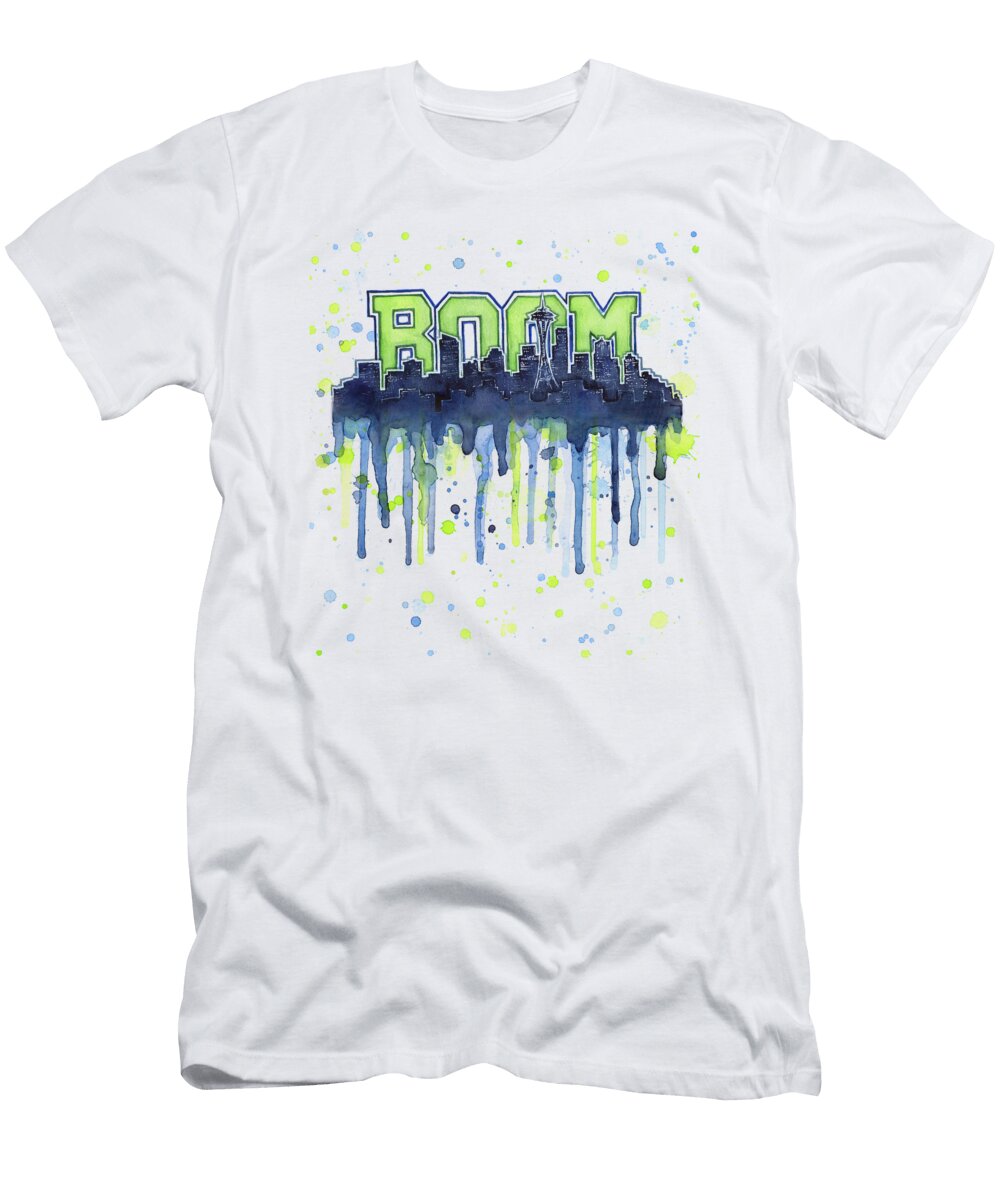 Seattle 12th Man Legion of Boom Watercolor Olga Shvartsur T-Shirt
